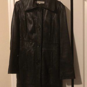 Kenneth Cole Black Leather Coat